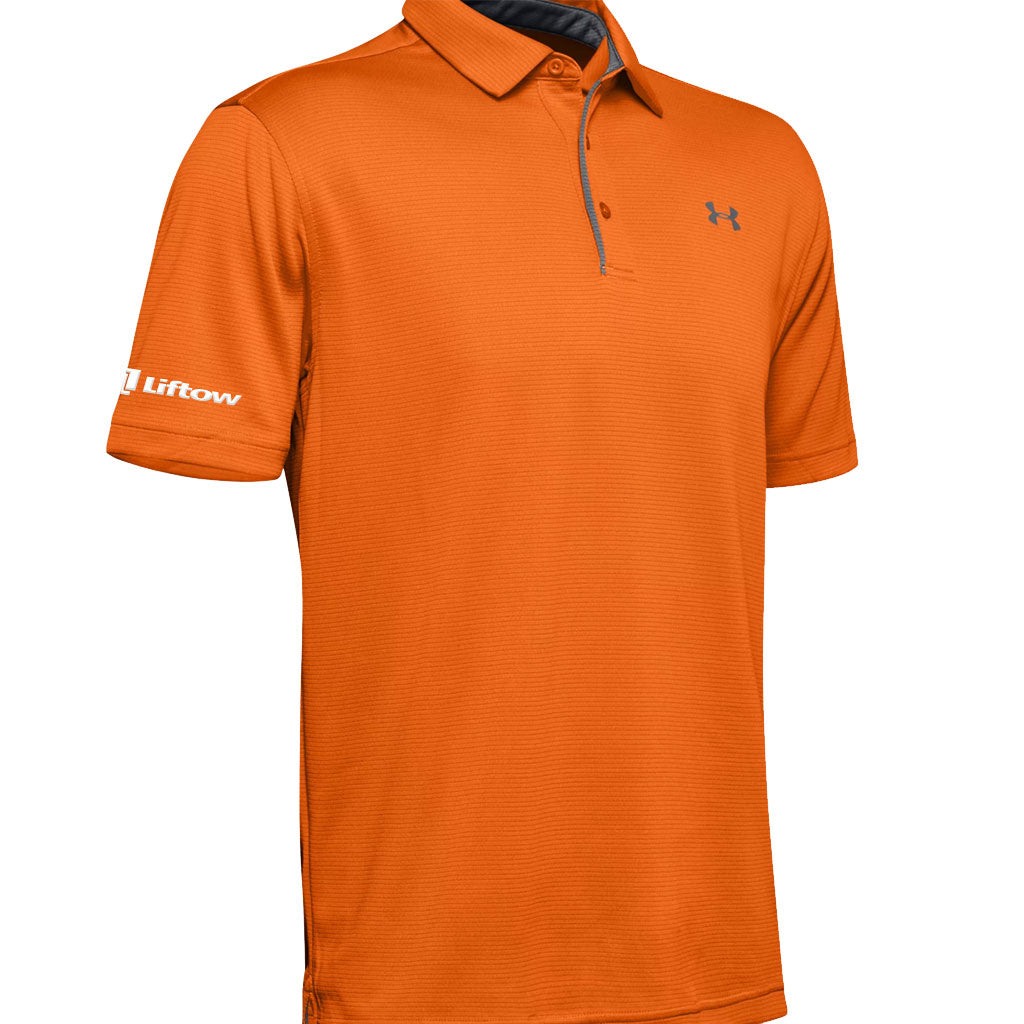 Men's UNDER ARMOUR Polo Shirt (ORANGE with WHITE Liftow & TMH Logo)