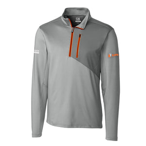 Long Sleeve C&B 1/4 Zip Shirt (MENS) Light Grey / Dark Grey with ORANGE ZIP